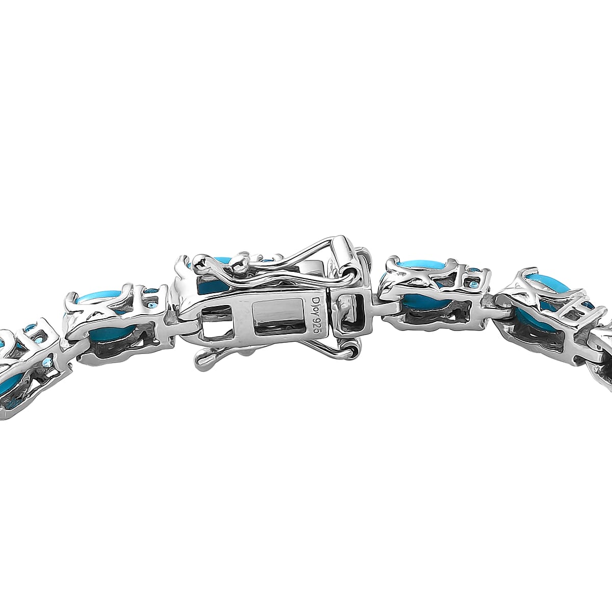 Premium Sleeping Beauty Turquoise and Malgache Neon Apatite Bracelet in Platinum Over Sterling Silver (6.50 In) 9.80 ctw image number 3