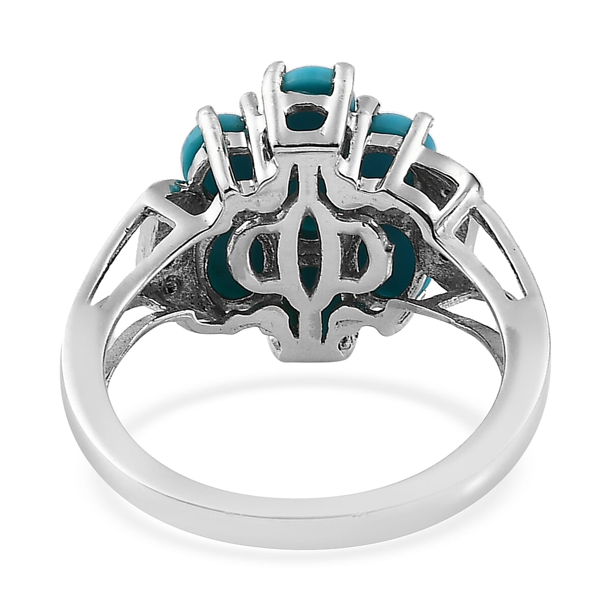 Premium Sleeping Beauty Turquoise and Thai Black Spinel Ring in Platinum Over Sterling Silver 2.65 ctw (Del. in 3-5 Days) image number 4