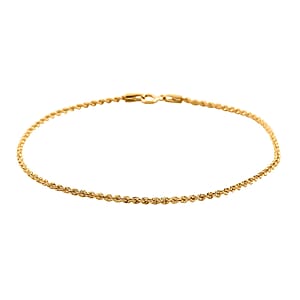 10K Yellow Gold 1.6mm Rope Chain Bracelet (7.50 In) 0.65 Grams
