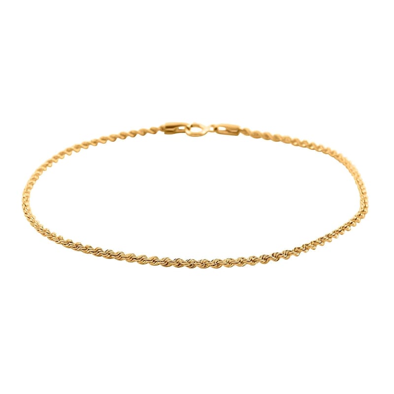 10K Yellow Gold 1.6mm Rope Chain Bracelet (7.50 In) 0.65 Grams