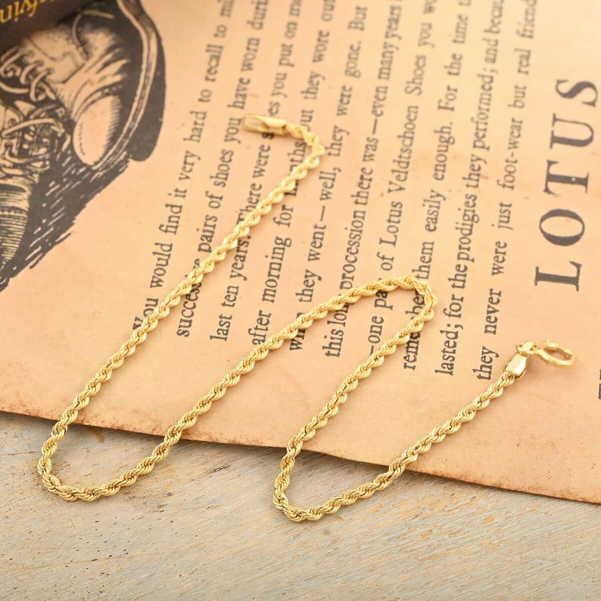 10K Yellow Gold 1.6mm Rope Chain Bracelet (7.50 In) (0.65 g) image number 1