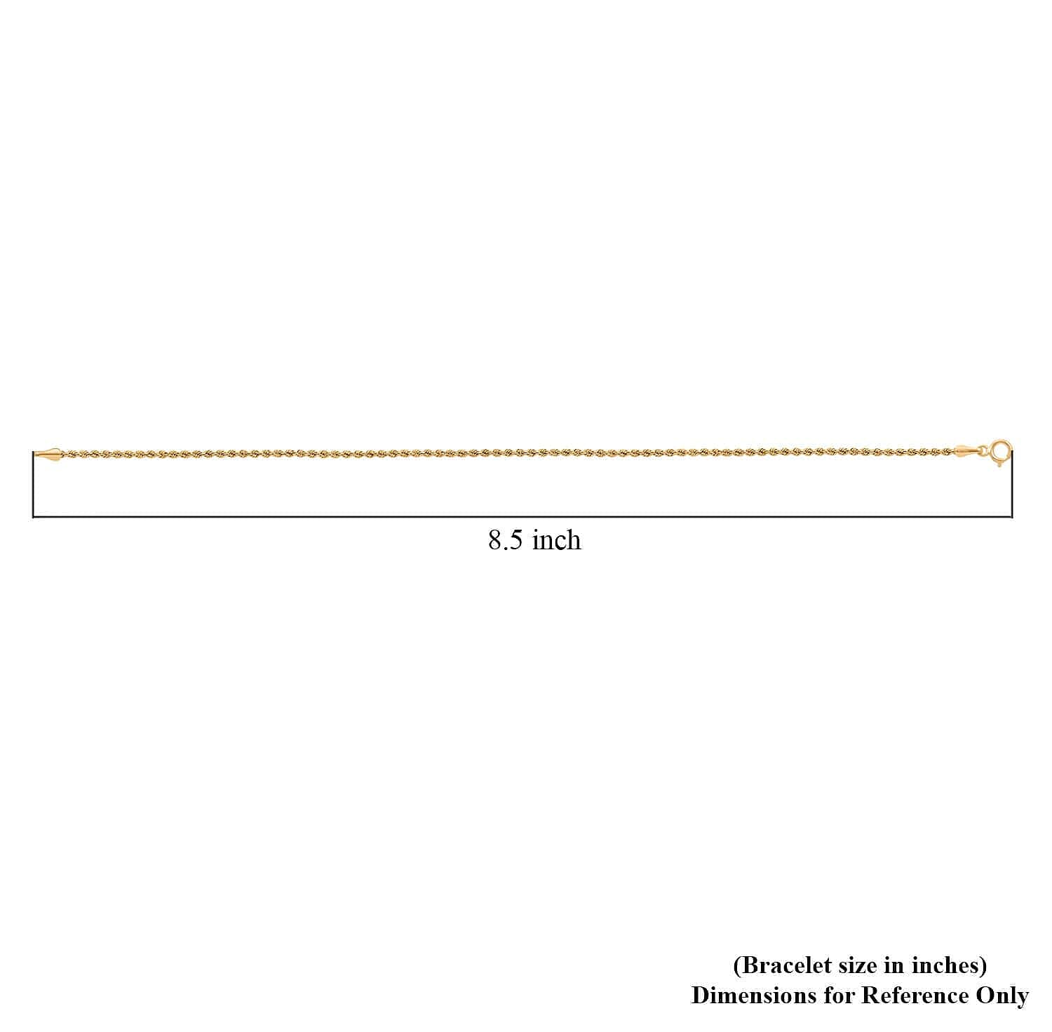 10K Yellow Gold 1.6mm Rope Chain Bracelet (7.50 In) 0.65 Grams