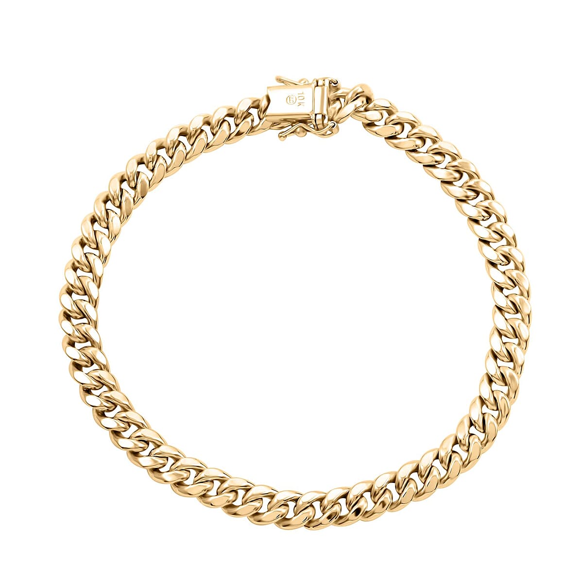 10K Yellow Gold 6.7mm Miami Cuban Chain Bracelet (9.00 In) 12.85 Grams image number 2
