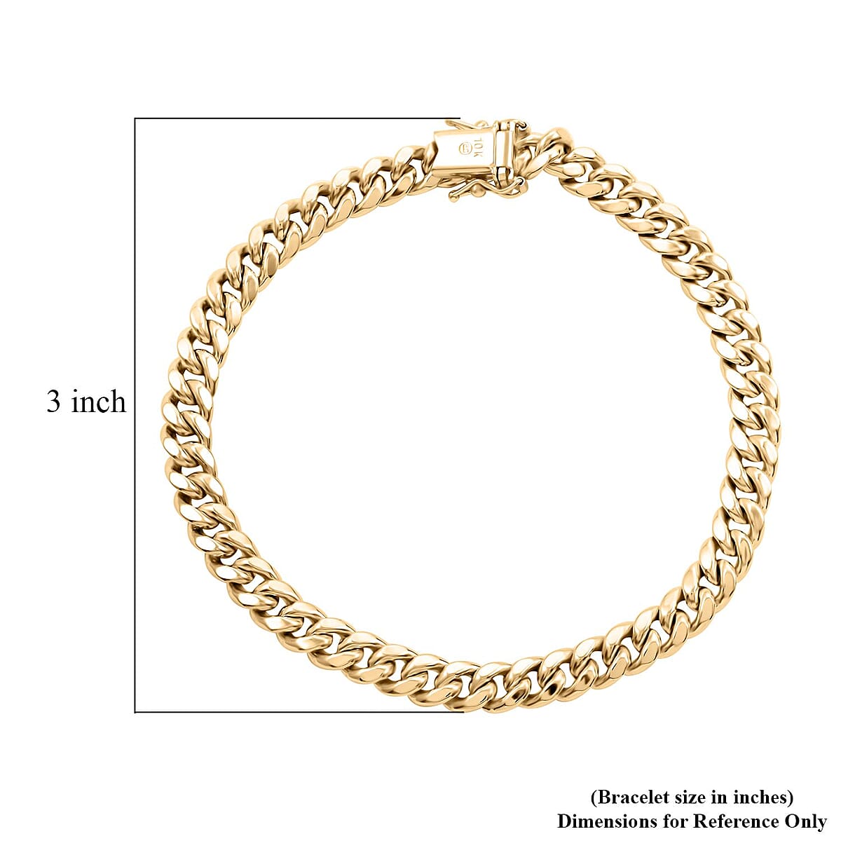 10K Yellow Gold 6.7mm Miami Cuban Chain Bracelet (9.00 In) 12.85 Grams image number 5