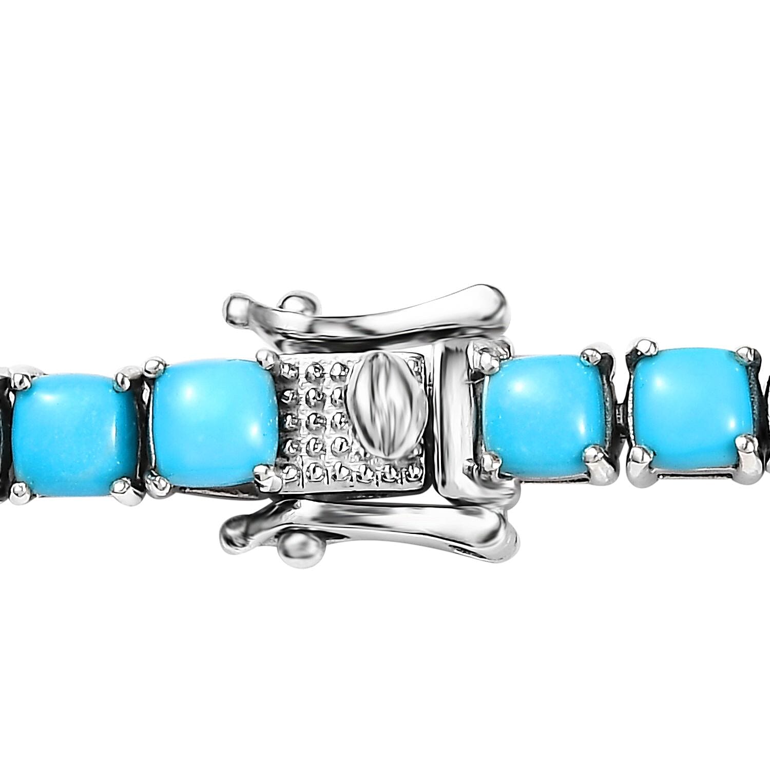 Premium Sleeping Beauty Turquoise Tennis Necklace 18 Inches in Platinum Over Sterling Silver 31.60 ctw