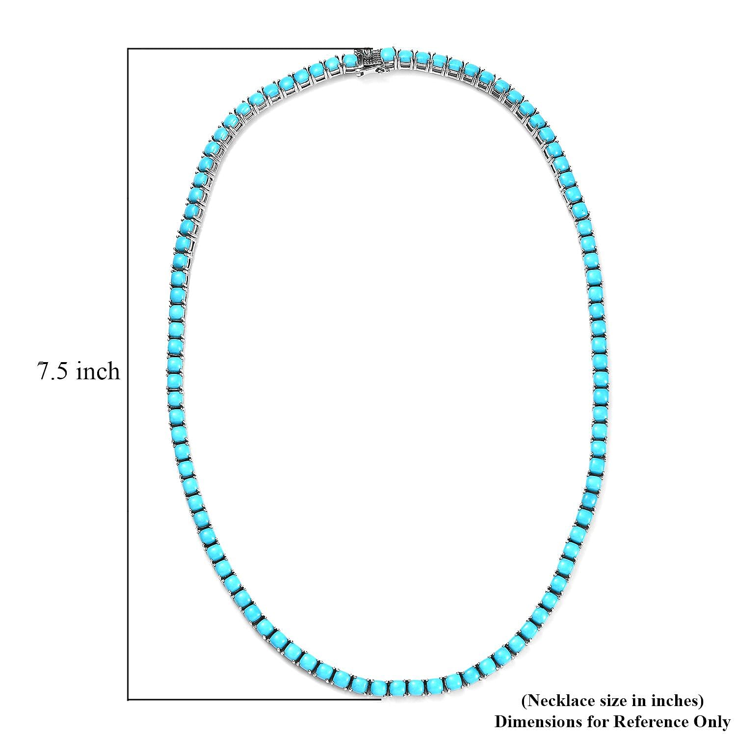 Premium Sleeping Beauty Turquoise Tennis Necklace 18 Inches in Platinum Over Sterling Silver 31.60 ctw