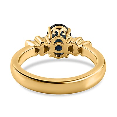 Luxoro 14K Yellow Gold AAA Australian Sapphire and G-H I2 Diamond Ring (Size 7.0) 4.10 Grams 1.60 ctw