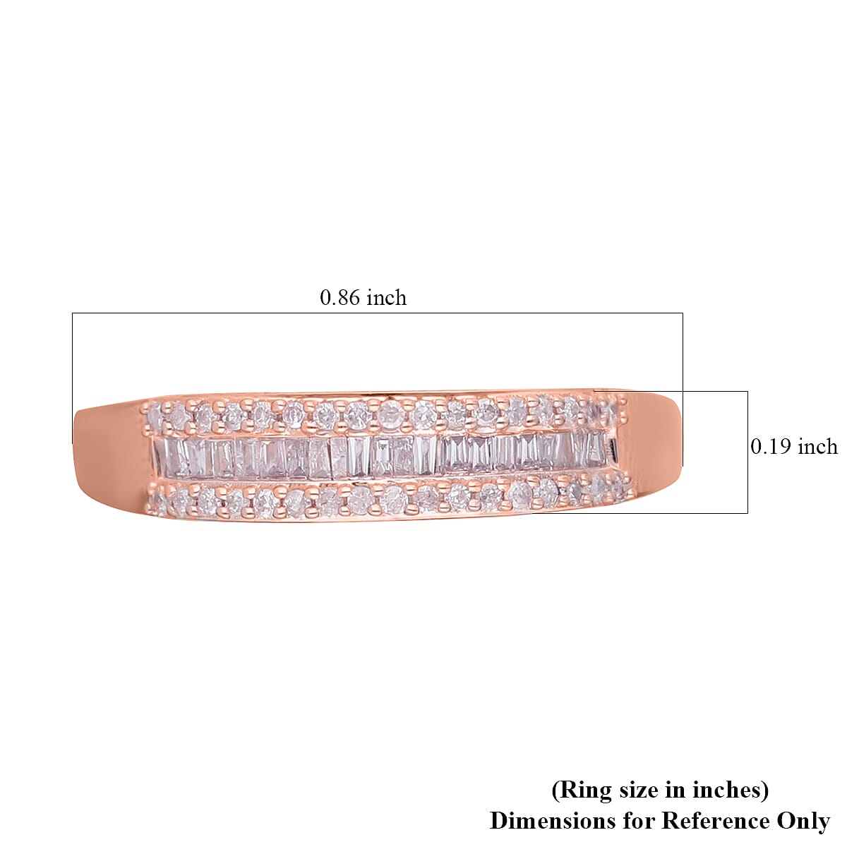 Natural Pink Diamond (I3) Band Ring in Vermeil Rose Gold Over Sterling Silver (Size 10.0) 0.25 ctw