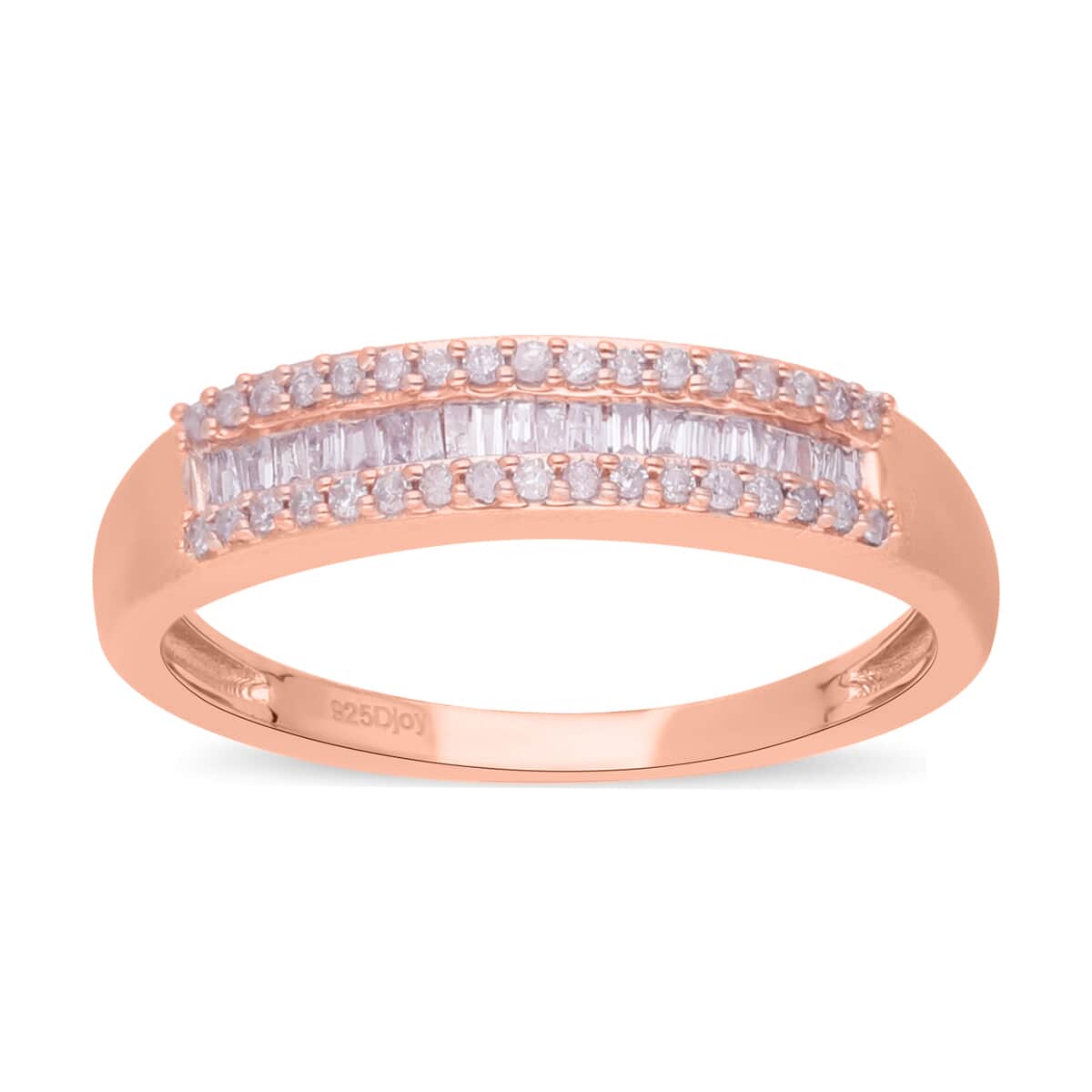 Natural Pink Diamond (I3) Band Ring in Vermeil Rose Gold Over Sterling Silver (Size 7.0) 0.25 ctw image number 0