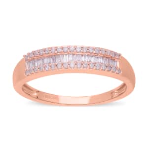 Natural Pink Diamond (I3) Band Ring in Vermeil Rose Gold Over Sterling Silver (Size 7.0) 0.25 ctw