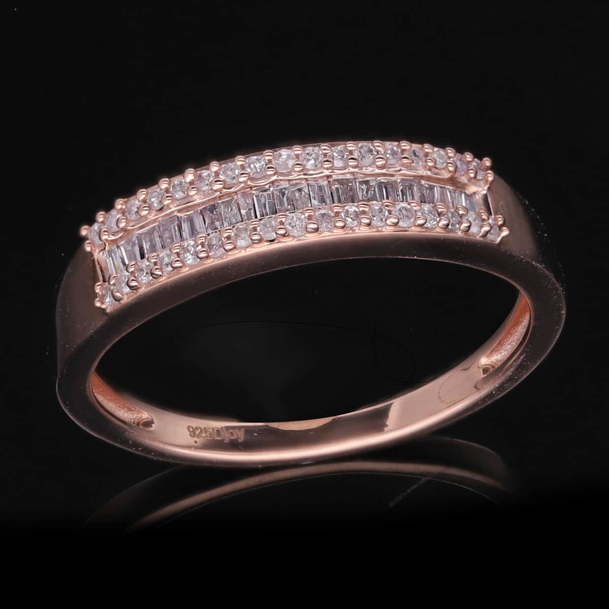 Natural Pink Diamond (I3) Band Ring in Vermeil Rose Gold Over Sterling Silver (Size 7.0) 0.25 ctw image number 1