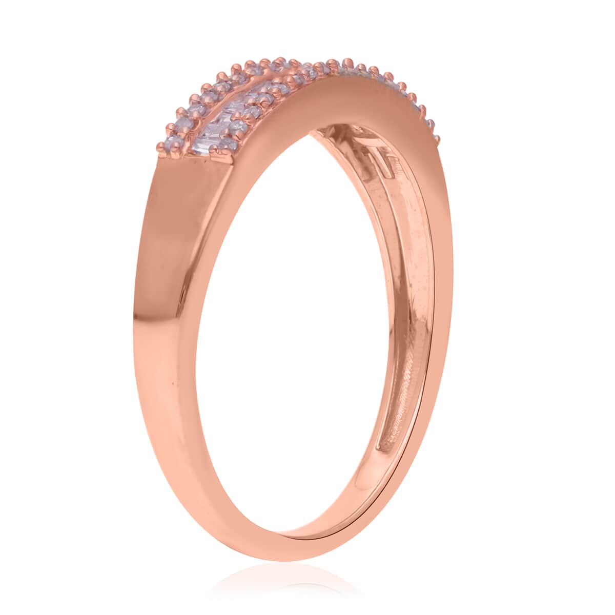 Natural Pink Diamond (I3) Band Ring in Vermeil Rose Gold Over Sterling Silver (Size 7.0) 0.25 ctw image number 3