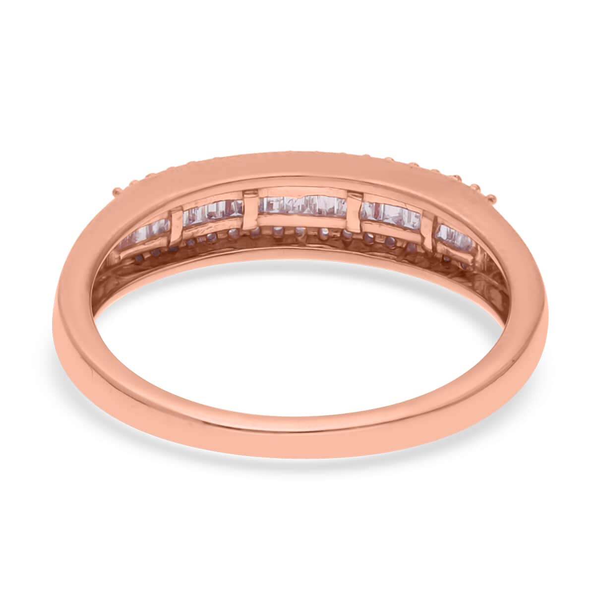 Natural Pink Diamond (I3) Band Ring in Vermeil Rose Gold Over Sterling Silver (Size 7.0) 0.25 ctw image number 4
