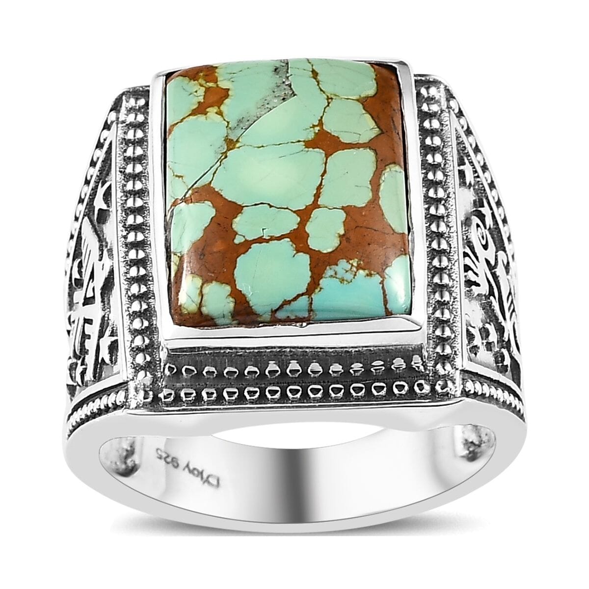 Artisan Crafted Royston Turquoise Men's Ring in Sterling Silver 11.40 ctw image number 0