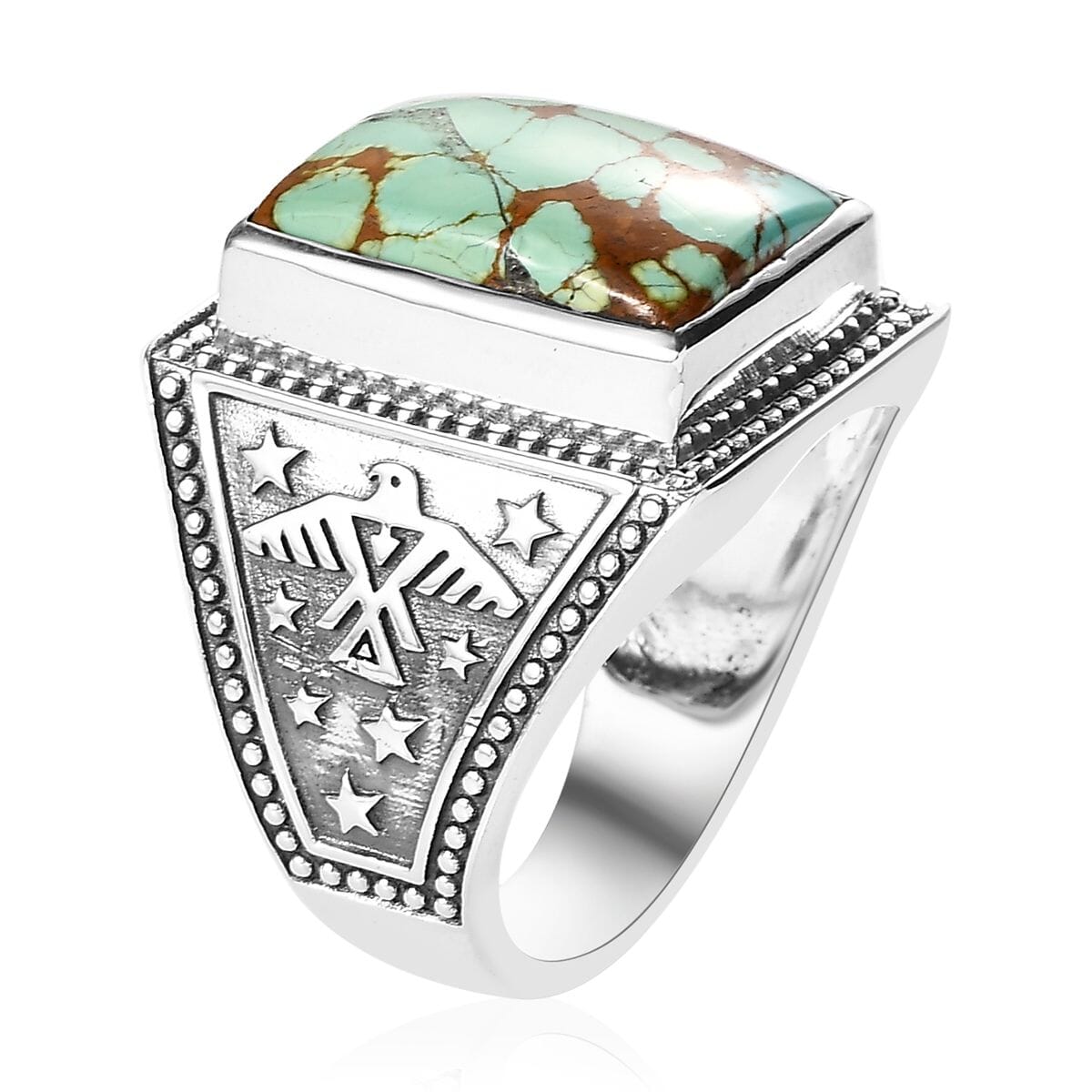 Artisan Crafted Royston Turquoise Men's Ring in Sterling Silver 11.40 ctw image number 3