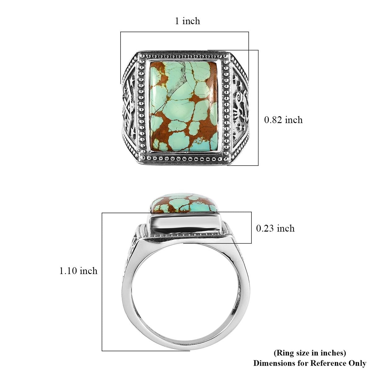 Artisan Crafted Royston Turquoise Men's Ring in Sterling Silver 11.40 ctw image number 5