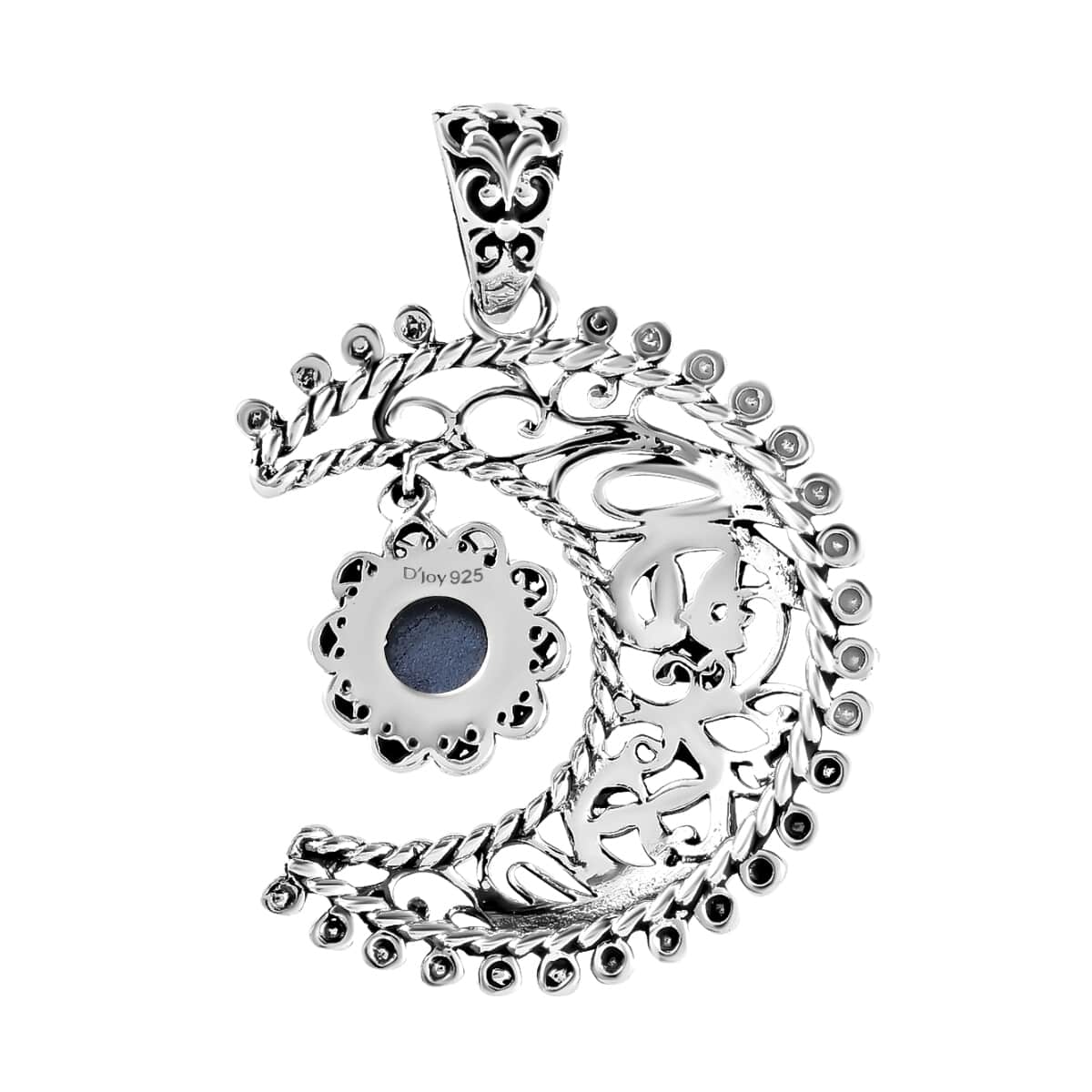 Artisan Crafted Blue Star Sapphire (DF) Moon and Star Pendant in Sterling Silver 2.30 ctw image number 4