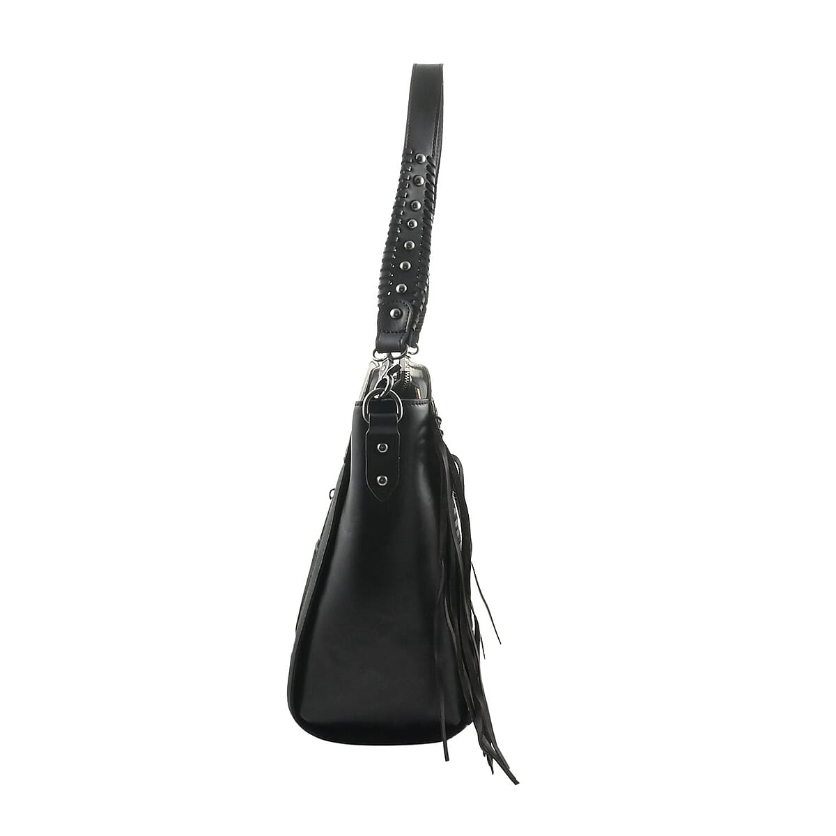 Montana West Black Genuine Leather & Hair-on Cowhide Doble Handle Shoulder Bag image number 3