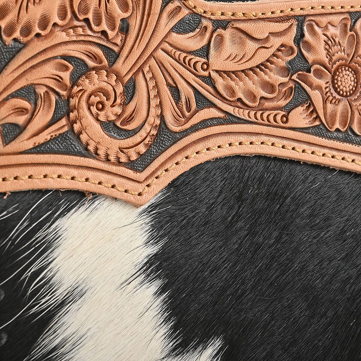 Montana West Black Genuine Leather & Hair-on Cowhide Doble Handle Shoulder Bag image number 5