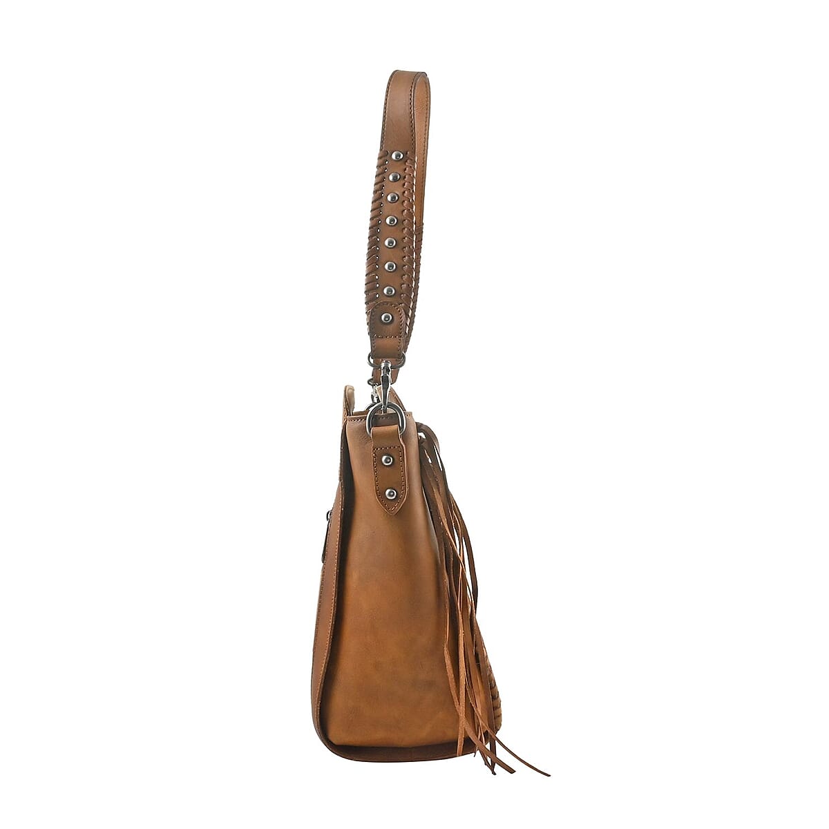 Montana West Brown Genuine Leather & Hair-on Cowhide Doble Handle Shoulder Bag image number 3