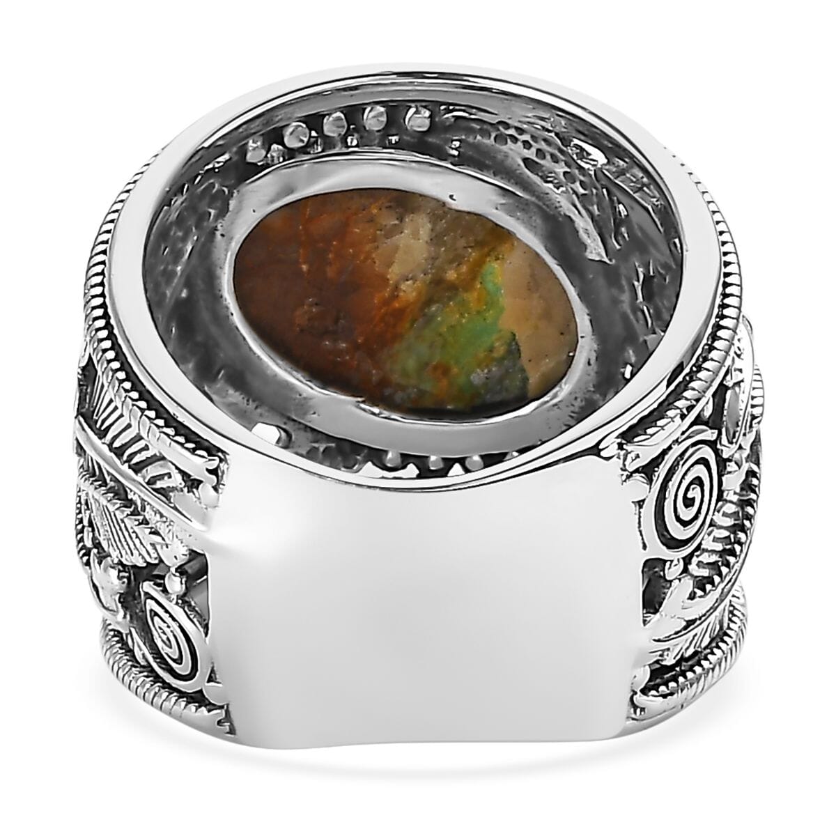 Artisan Crafted Royston Turquoise Floral Ring in Sterling Silver 5.90 ctw image number 4