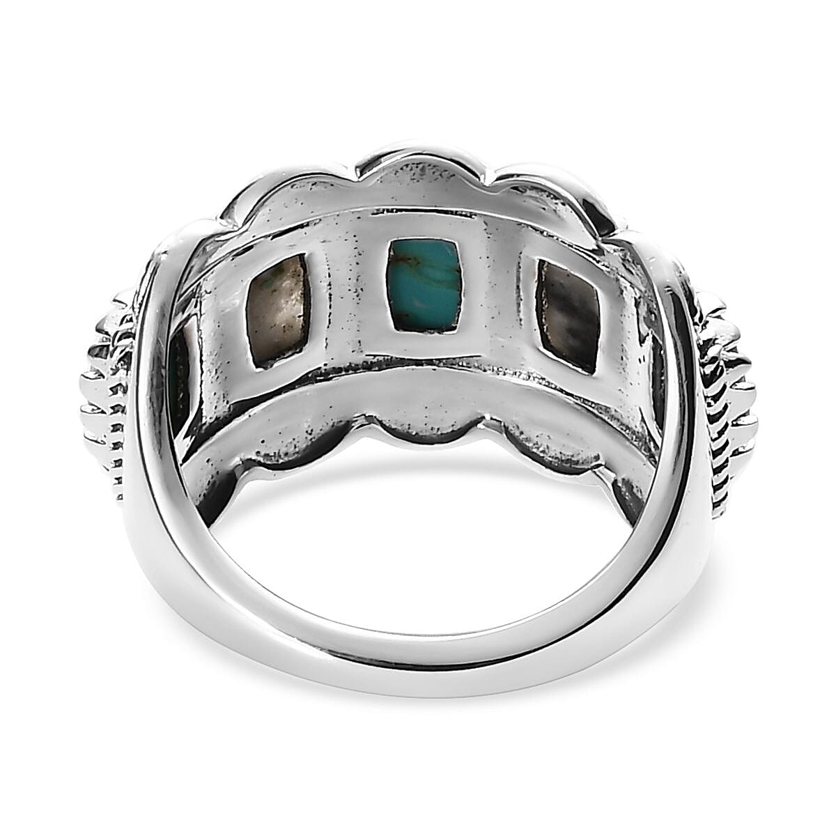 Artisan Crafted Royston Turquoise and White Buffalo 5 Stone Ring in Sterling Silver 3.00 ctw image number 4