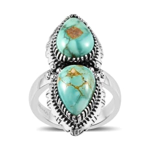 Artisan Crafted Royston Turquoise Ring in Sterling Silver (Size 10.0) 6.35 ctw