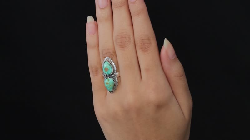 Artisan Crafted Royston Turquoise Ring in Sterling Silver 6.35 ctw