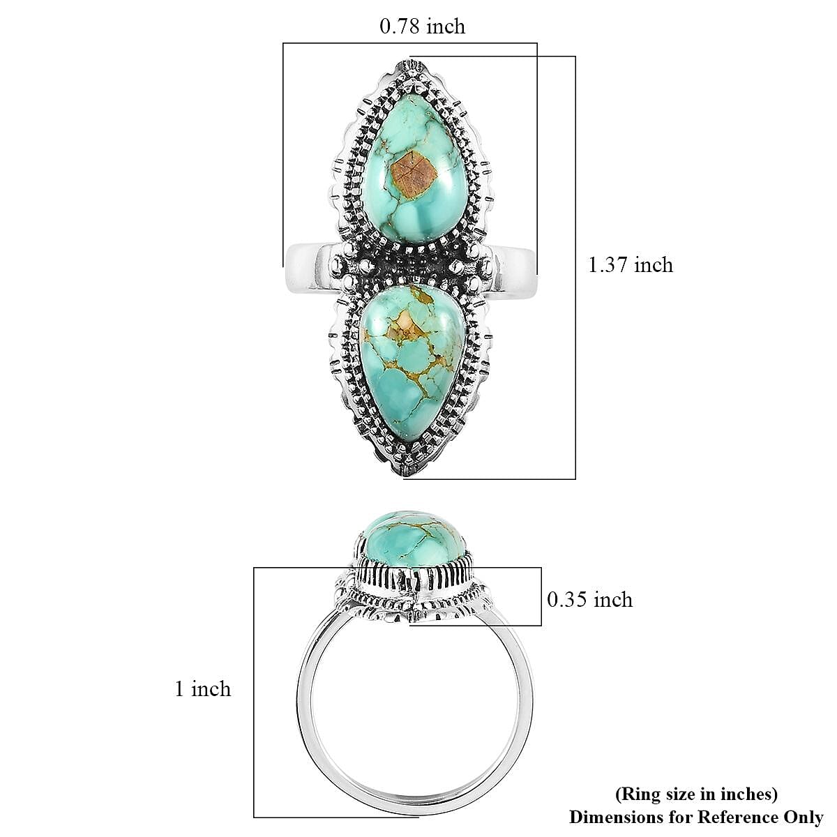Artisan Crafted Royston Turquoise Ring in Sterling Silver (Size 10.0) 6.35 ctw