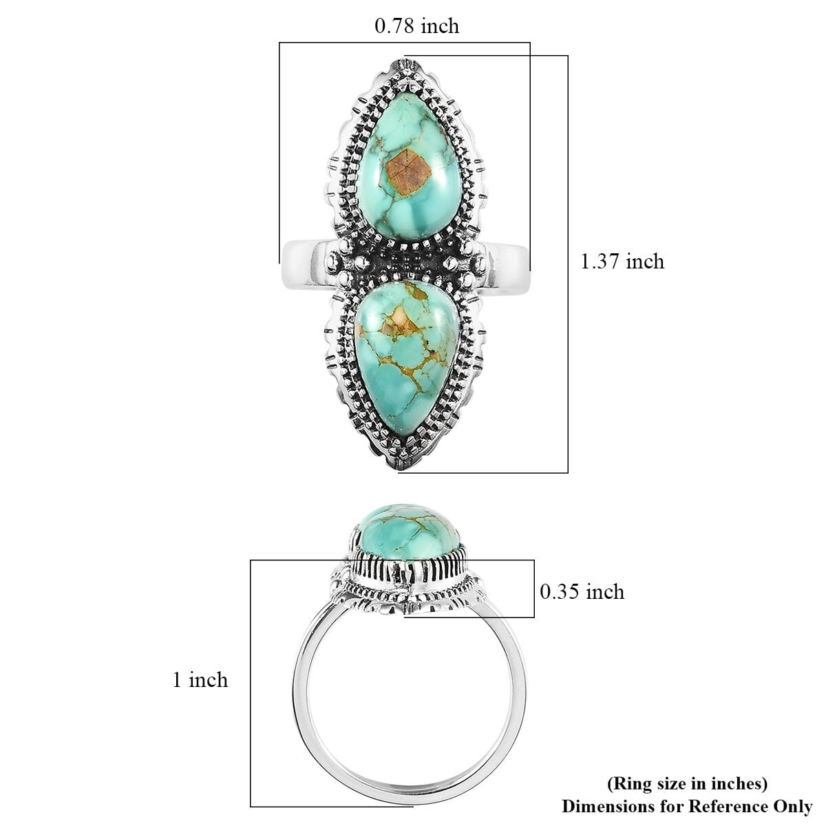 Artisan Crafted Royston Turquoise Ring in Sterling Silver 6.35 ctw image number 5