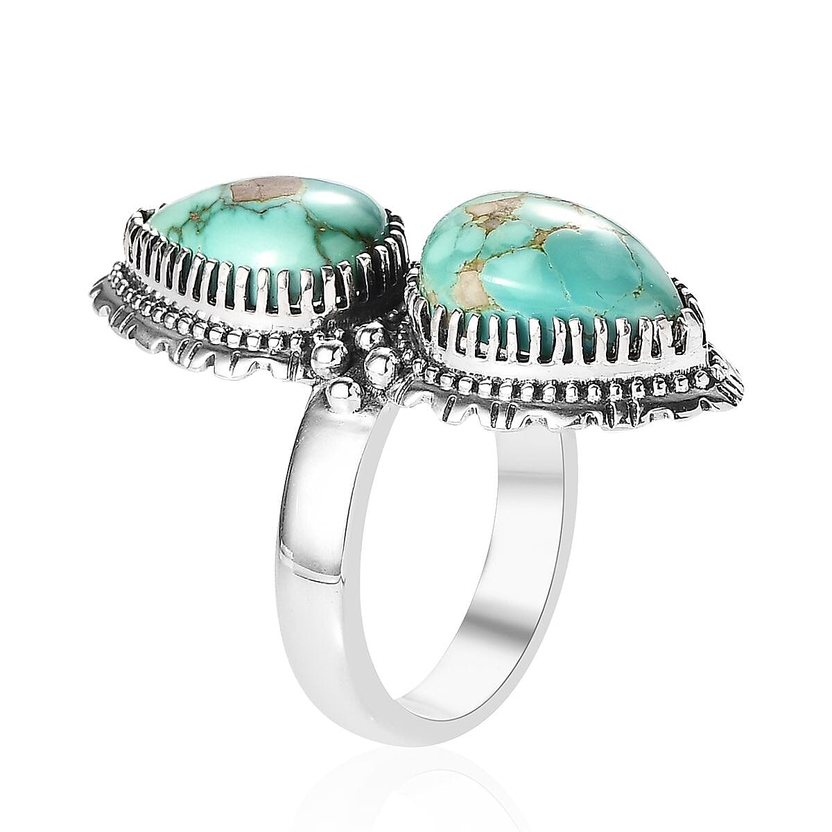 Artisan Crafted Royston Turquoise Ring in Sterling Silver (Size 8.0) 6.35 ctw image number 3