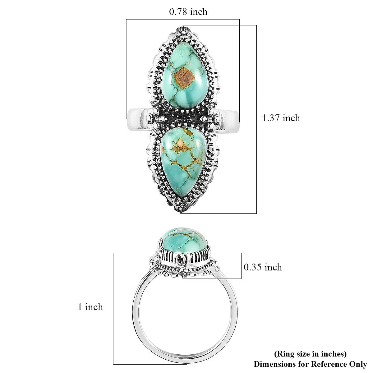 Artisan Crafted Royston Turquoise Ring in Sterling Silver (Size 8.0) 6.35 ctw image number 5