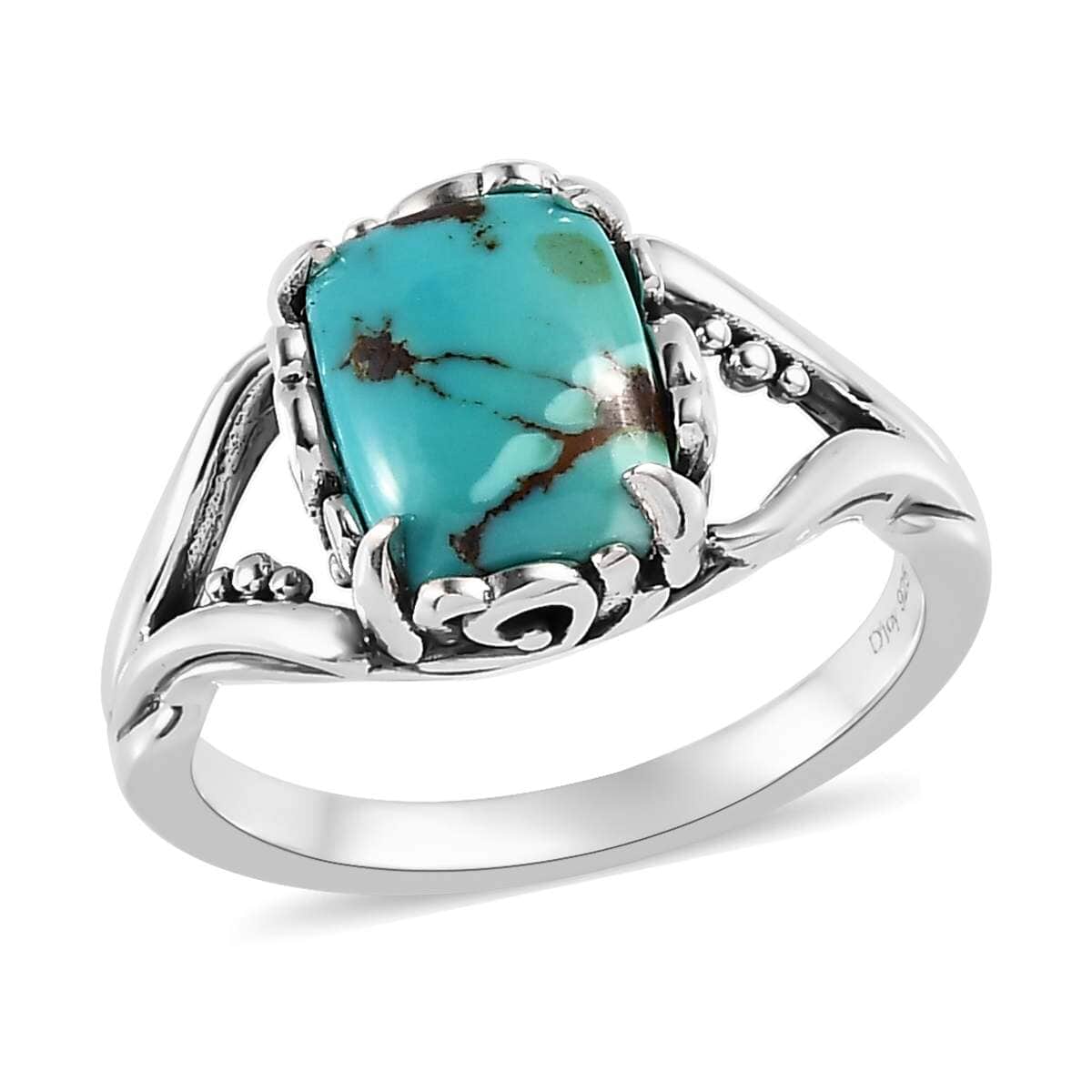 Artisan Crafted Royston Turquoise Split Shank Ring in Sterling Silver 2.30 ctw image number 0