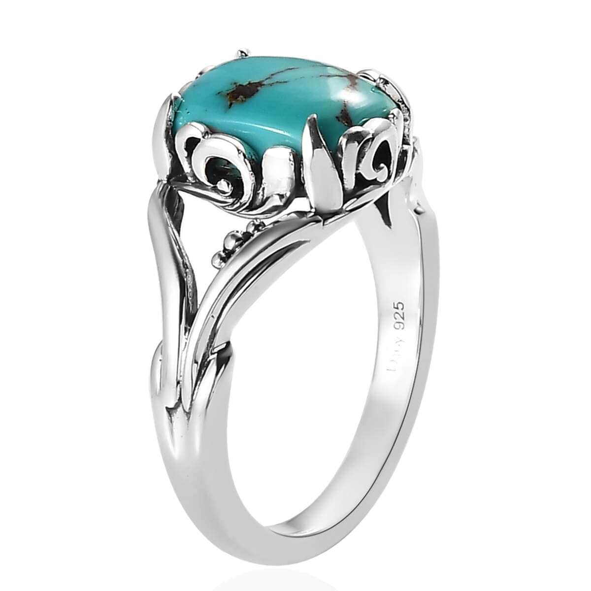 Artisan Crafted Royston Turquoise Split Shank Ring in Sterling Silver 2.30 ctw image number 3