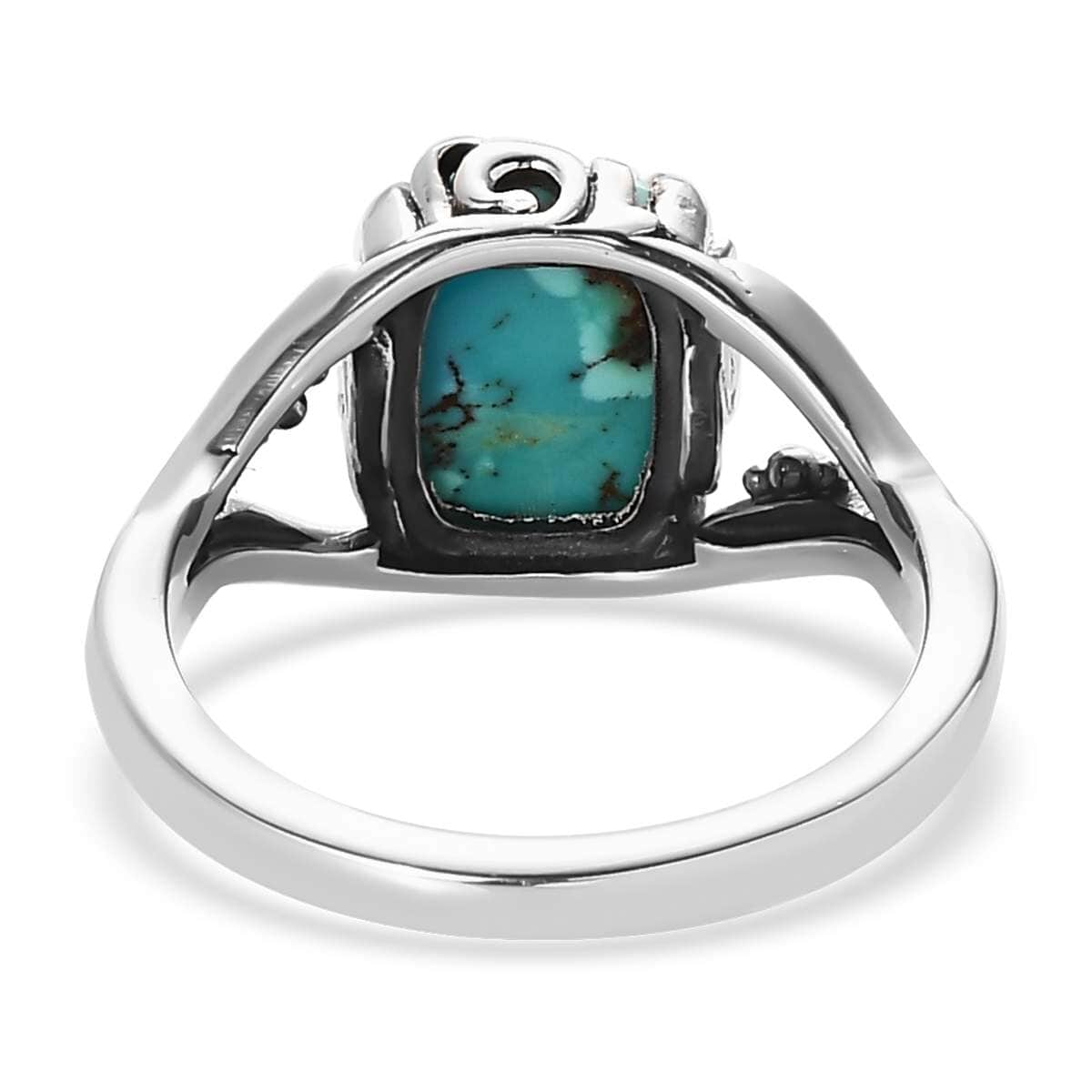 Artisan Crafted Royston Turquoise Split Shank Ring in Sterling Silver 2.30 ctw image number 4