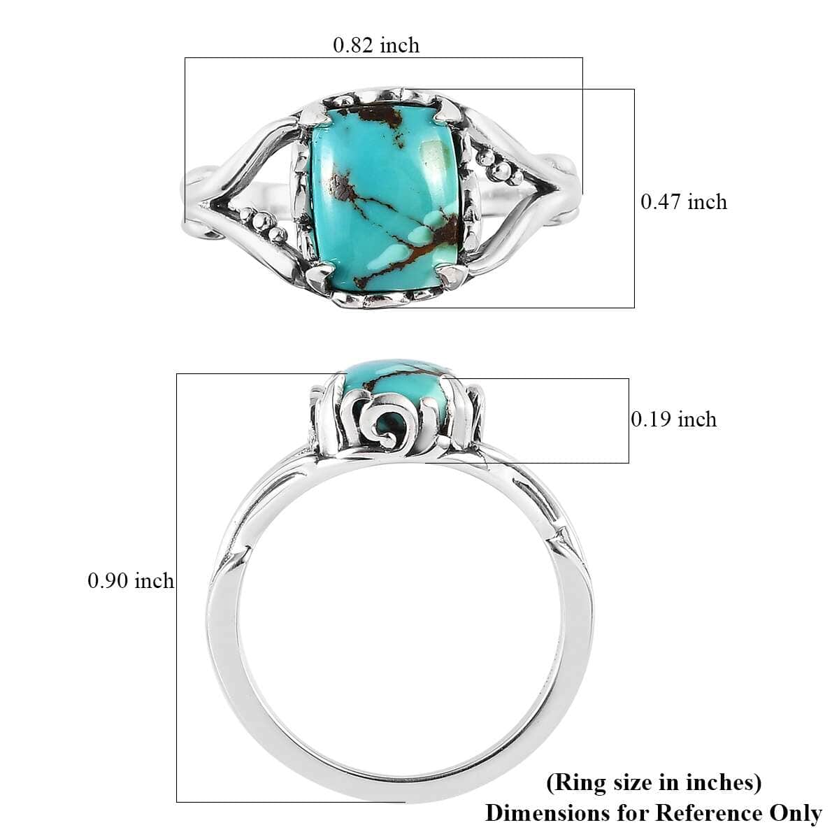 Artisan Crafted Royston Turquoise Split Shank Ring in Sterling Silver 2.30 ctw image number 5