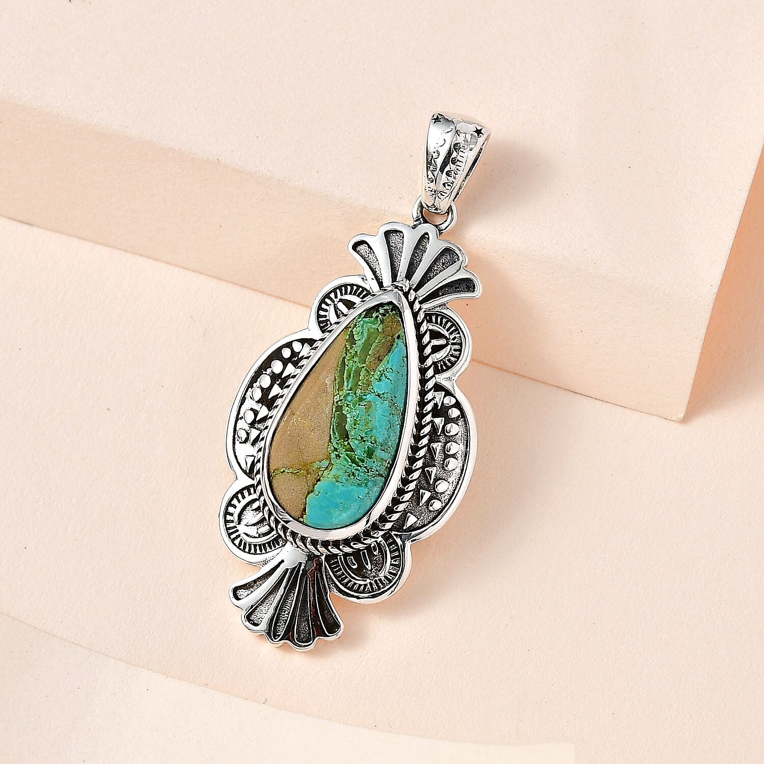 Artisan Crafted Royston Turquoise Pendant in Sterling Silver 8.10 ctw