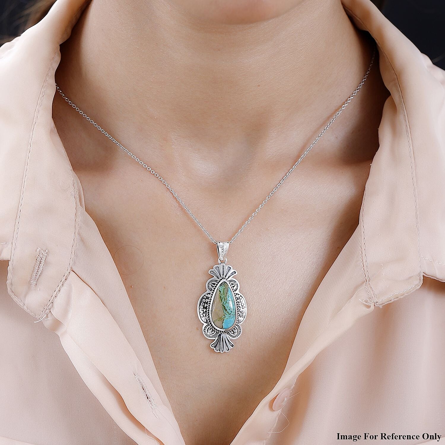 Artisan Crafted Royston Turquoise Pendant in Sterling Silver 8.10 ctw