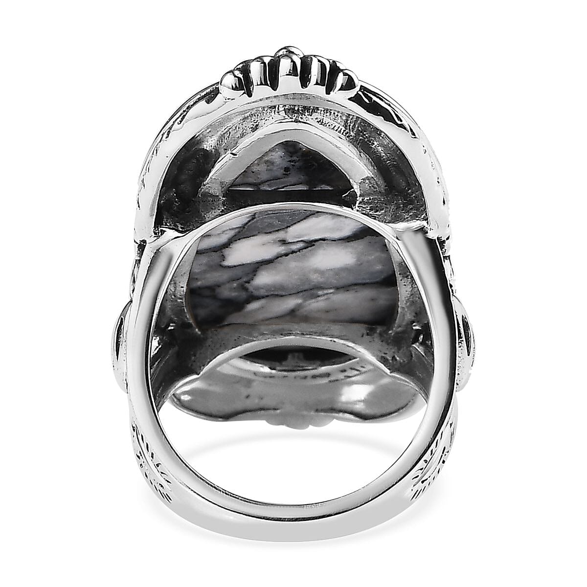 One Time Only Artisan Crafted White Buffalo Solitaire Ring in Sterling Silver (Size 10.0) 23.25 ctw image number 4