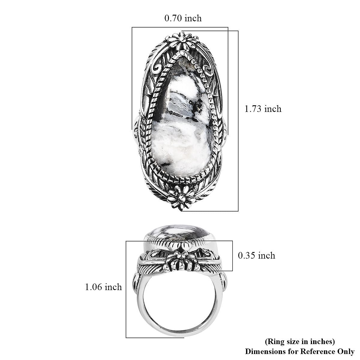 One Time Only Artisan Crafted White Buffalo Solitaire Ring in Sterling Silver (Size 10.0) 23.25 ctw image number 5