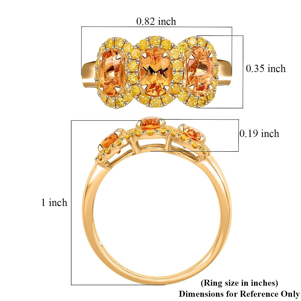 Modani 14K Yellow Gold Imperial Topaz and I2-I3 Natural Yellow Diamond Triple Halo Ring 2.10 ctw (Del. in 10-12 Days) image number 5