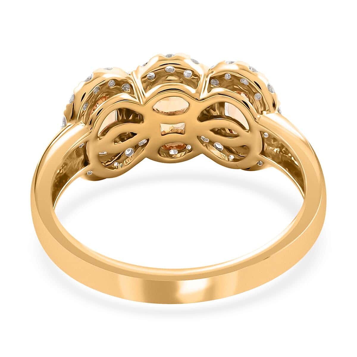 Modani 14K Yellow Gold Imperial Topaz and I2-I3 Diamond Triple Halo Ring (Size 10.0) 2.10 ctw