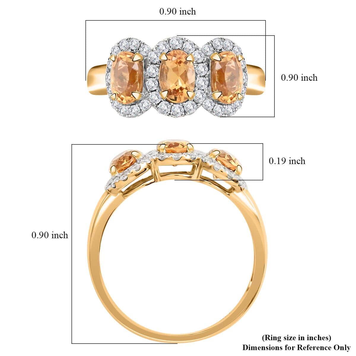 Modani 14K Yellow Gold Imperial Topaz and I2-I3 Diamond Triple Halo Ring (Size 10.0) 2.10 ctw image number 5