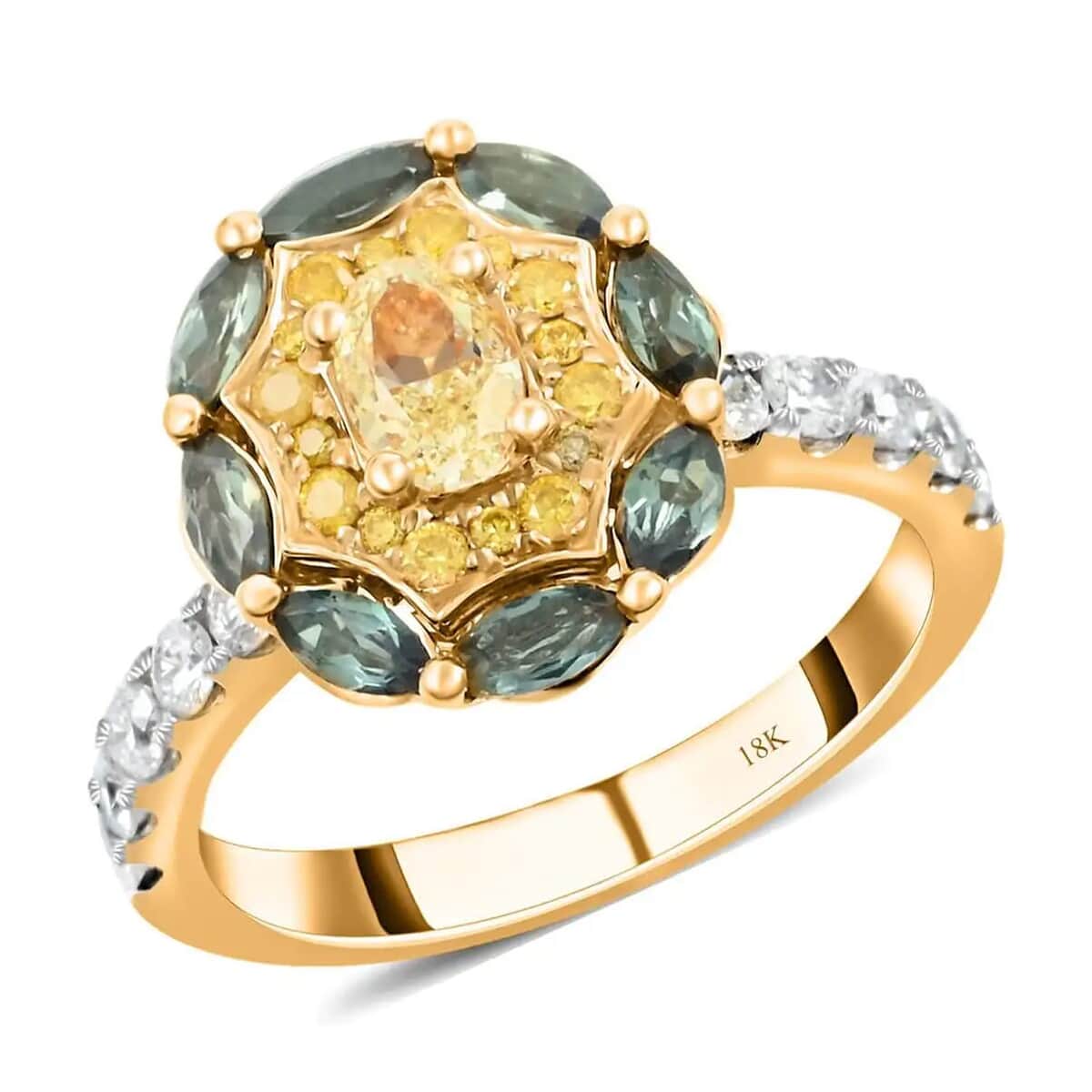 Ankur Treasure Chest Modani 18K Yellow Gold Natural Yellow and White Diamond, Narsipatnam Alexandrite Ring 5.15 Grams 1.40 ctw (Del. in 7-10 Days) image number 0