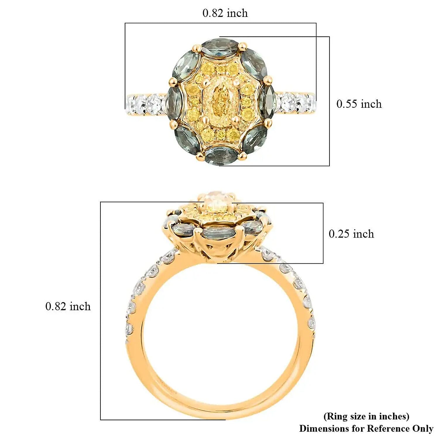 Ankur Treasure Chest Modani 18K Yellow Gold Natural Yellow and White Diamond, Narsipatnam Alexandrite Ring (Size 10.0) 5.15 Grams 1.40 ctw