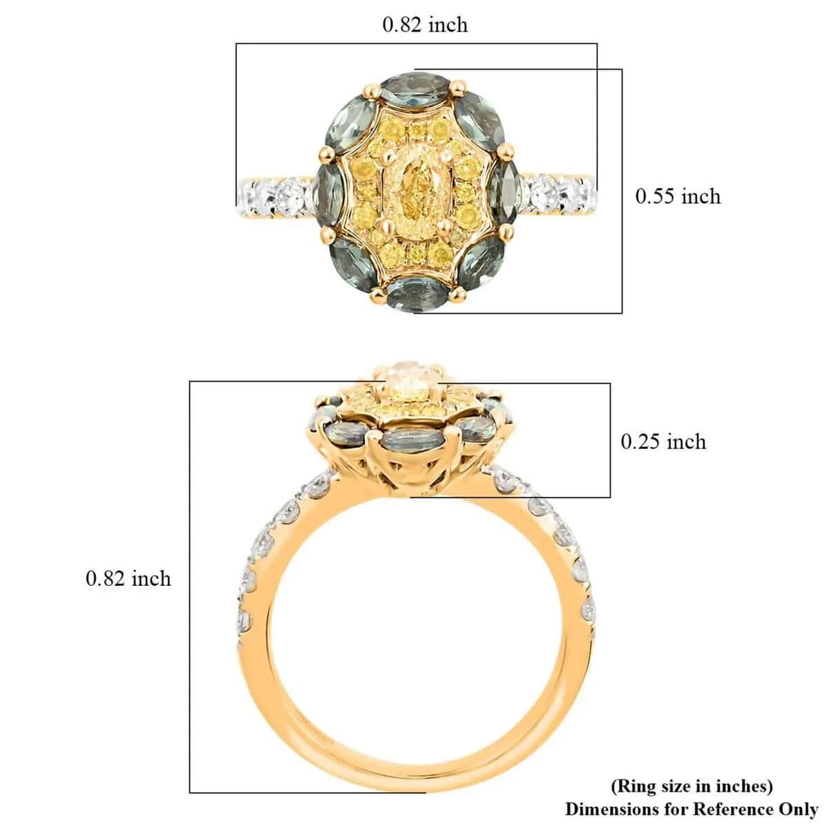 Ankur Treasure Chest Modani 18K Yellow Gold Natural Yellow and White Diamond, Narsipatnam Alexandrite Ring (Size 6.0) 5.15 Grams 1.40 ctw image number 6