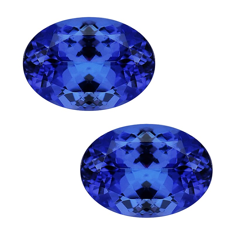 Certified and Appraised AAAA Tanzanite Set of 2 (Ovl 7.5x5.5 mm) 2.00 ctw