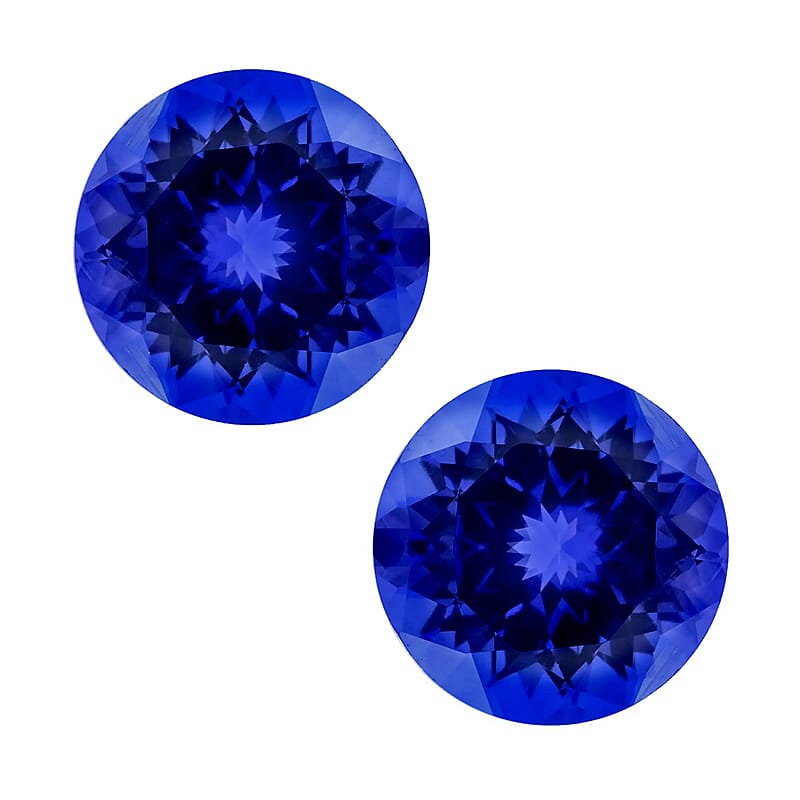 Certified and Appraised AAAA Tanzanite Set of 2 (Rnd 6.5 mm) 2.00 ctw