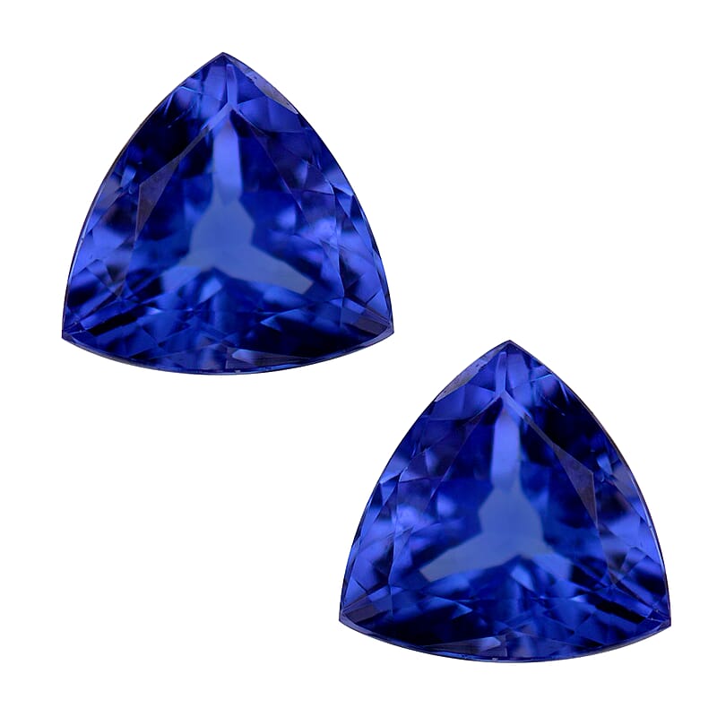 Certified and Appraised AAAA Tanzanite Set of 2 (Trl 7 mm) 2.00 ctw