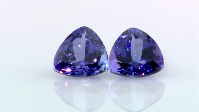 Certified & Appraised AAAA Tanzanite Set of 2 (Trl 7 mm) 2.00 ctw | Loose Stones | Loose Gemstones for Jewelry Making | Natural Stone Jewelry | Tanzanite Stone